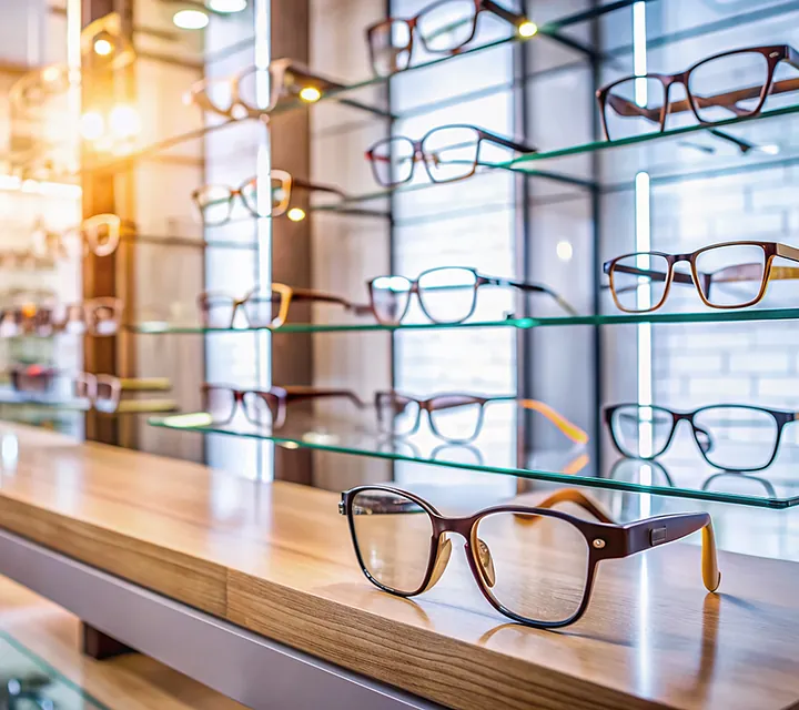 Mädchen, welchem die Augen ausgemessen werden
